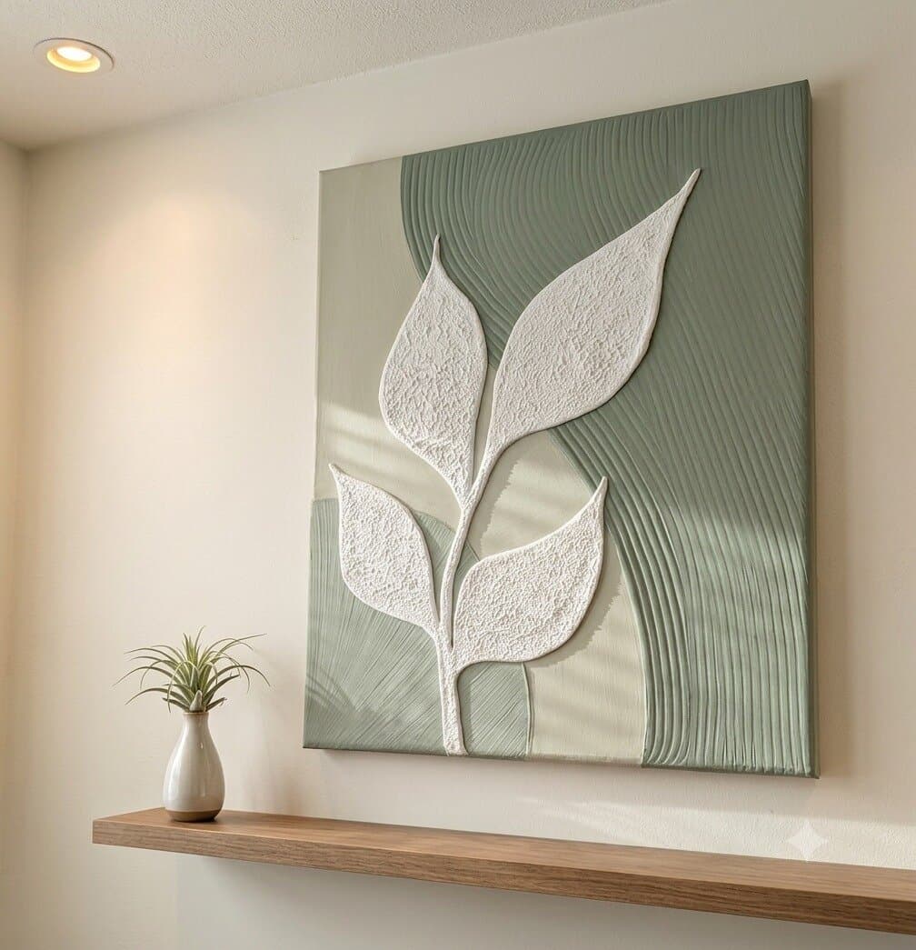 Sage Leaf — handmade textured wall art